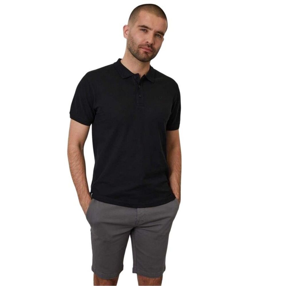 Threadbare Mens Malbork Short-Sleeved Polo Shirt / Black